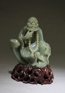 A Chinese Jade Damo Carving Statue