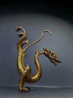 A Gilt Bronze Dragon Figurine
