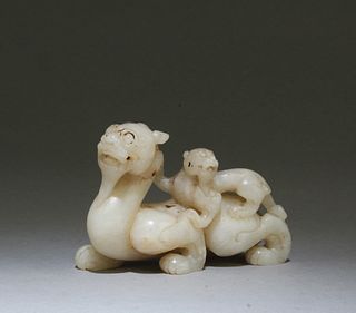 A Carved Jade Mythcal Beast Ornament