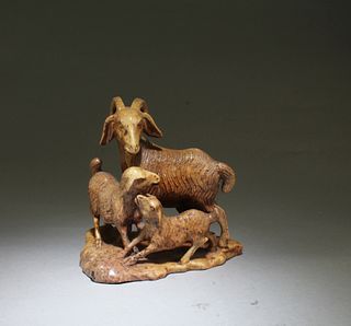 A Carved Stone Goat Figurine