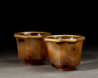 A Pair of Agate Wine Cups
