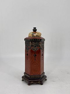 Famille rose hexagonal incense burner