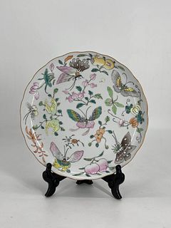 Famille rose butterfly plate