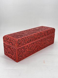 Carved lacquerware dragon rectangular box and cover
