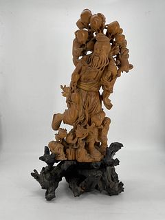 Carved wood figure of immortal
