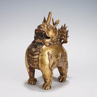 Bronze gilt beast ornament, Qing Dynasty