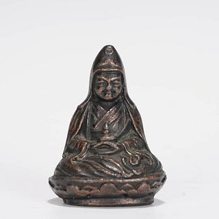 Bronze worship Guan Yin sitting sculpture