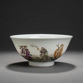 Famille Rose Eight Immortals Bowl
