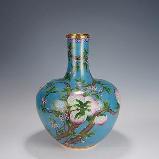 Cloisonne  enamel 'PEACH' Tianqiu vase, Early 20th C