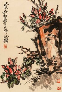 Chinese flowers painting on paper
