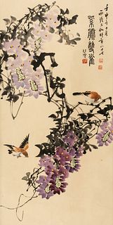 Chinese sparrows painting on paper