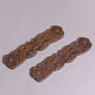 Two Chinese Huanghuali Ruyi Paper Weights