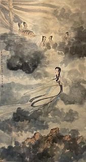 Chinese figure painting paper scroll