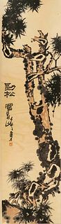 Chinese pine tree painting on paper