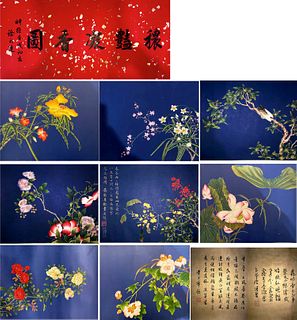 Chinese flowers painting paper scroll
