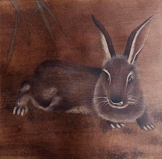 Chinese rabbit painting paper scroll
