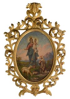 Antique 19th C. Italian Religious Oil Painting
