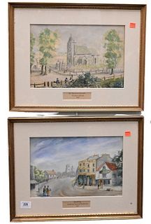 Set of Eight Watercolor Landscapes