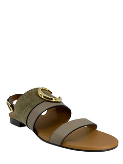 Chloe C Logo Suede and Leather Sandals 8