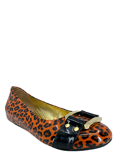 Jimmy Choo Leopard Printed Patent Leather Morse Ballet Flats Size 9