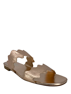 Prada Scalloped Metallic Flat Two-Band Slide Sandals Size 8.5