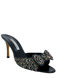 Manolo Blahnik Tweed Slide Sandals Size 10