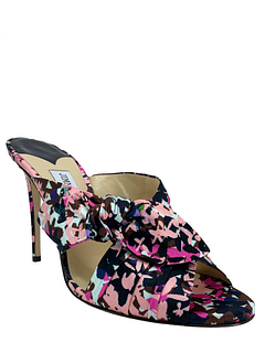 Jimmy Choo Keely Printed Bow Slide Sandals Size 10