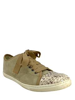 Lanvin Suede and Python Cap Toe Sneakers Size 8