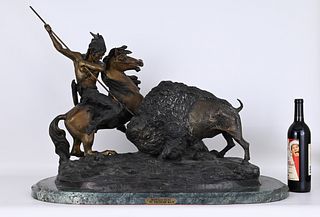 After Theodore Baur (1835 - 1898) "Buffalo Hunt"