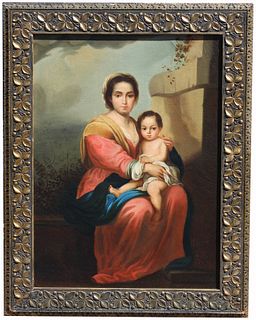 After Murillo, Madonna and Child Painting