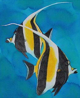 Chris Calle (B. 1961) "Angelfish" Watercolor