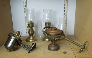 (2) Vintage Wall Lamps and (2) Brass Candle Lamps.