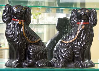 (2) Staffordshire Style Hollow Body Spaniel Figures.
