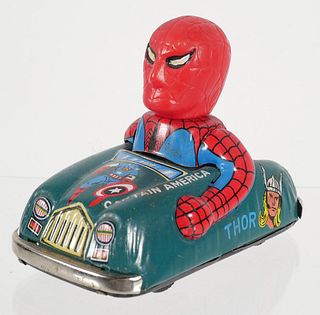SPIDER MAN 1960s Tin Litho Friction Car