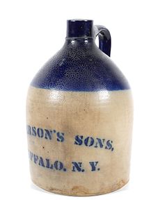 Buffalo NY Whiskey Jug 19C Stoneware