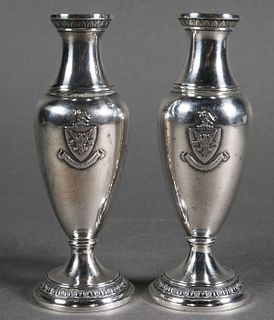 Pair Sterling Silver Cabinet Vases