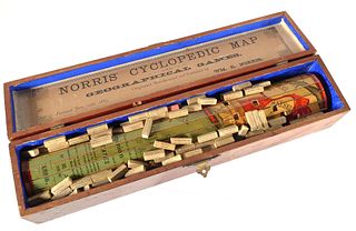 1883 Norris Geography Game Wooden US Map