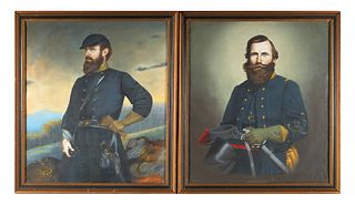 (2) Chromolithographs, Confederate Generals, 1900