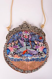 Victorian Embroidered Silk Handbag
