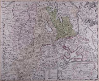 1763 Canton Lucern Swizterland Hand-Colored Map