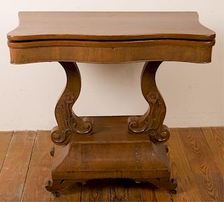Circa 1840s Lyre Leg Swivel Top Game Table