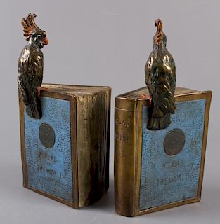 Atlas of the World Bronze Bookends, Pair