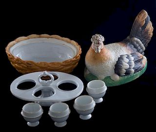 Porcelain Hen on Nest w/ Egg Holders & Insert