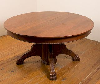 Tiger Maple Pedestal Dining Table