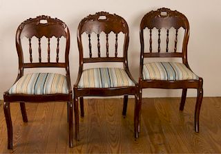 Victorian Style Mahogany Side Chairs, Three (3)