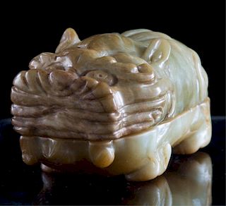 Carved Stone Unguent Foo Lion Jar