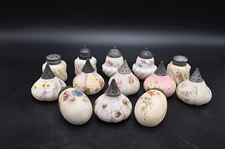 Group of Approximately 13 Mt. Washington Glass Salt and Pepper Shakers