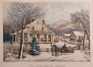Currier & Ives "The Old Farm House" Litho