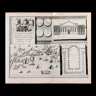TWO ENGRAVED ARCHITECTURAL PLATES, c. 18TH CENTURY.
