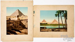 Pair of photochrome prints of Egyptian scenes